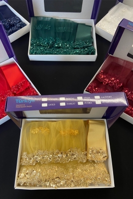 Gold Gelin Duvak Seti, Su Taşlı Elegance Model 6 Parça