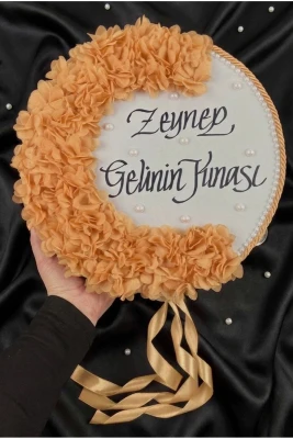 Gold Gelin Tefi, Kordonlu İncili Ve Lazer Çiçek Süslemeli 30cm, Düğün Sünnet Kına Gecesi Nedime Nikah Nişan Söz Bride Parti Tefi Gelin Damat Bekarlığa
