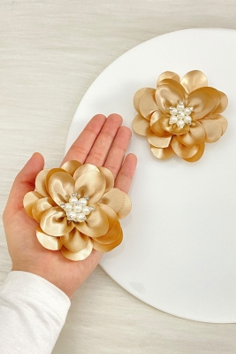 Gold İncili Parlak  Taşlı Gelin El Gülü, Damat, Nedime Bileklik, Düğün Kına Söz Bride, 2 Adet