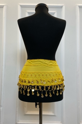 Gold Şakira Oryantal Dansöz Dans Kemeri Pullu Zilli Kına Oyun Eğlence Nedime Düğün Shakira Kemer