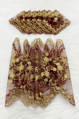 Gold Simli Gelin Damat Halay Mendili, Bordo 5 Adet, Düğün Kına Sünnet Söz Nedime Nişan Bride Hediye