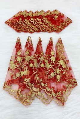 Gold Simli Gelin Damat Halay Mendili, Kırmızı 10lu, Düğün Kına Sünnet Söz Nedime Nişan Bride Hediye