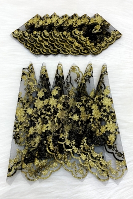 Gold Simli Gelin Damat Halay Mendili, Siyah 1 Adet, Düğün Kına Sünnet Söz Nedime Nişan