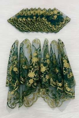 Gold Simli Gelin Damat Halay Mendili, Yeşil 5 Adet, Düğün Kına Sünnet Söz Nedime Nişan Bride Hediye