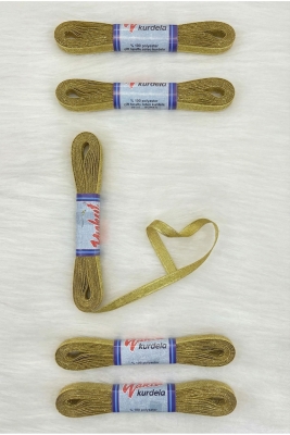 Gold Simli Kurdele 1 Cm 10 Metre, Bohça Çeyiz Bride Nişan Doğum Günü Pasta Hediye Süsleme Kurdelesi