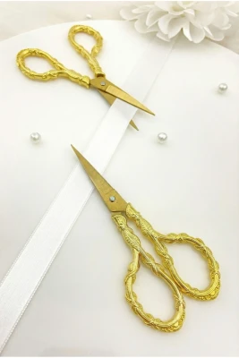Gold Söz Nişan Makası, Kurdele Açılış Özel Gün Merasim Dikiş Nakış Makası Silver