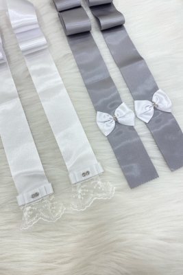 Gri Beyaz Düğün Kına Gecesi Nikah Nişan Söz Gelin Damat Takı Kurdele Takı Kemeri