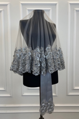 Gri Gelin Duvak Seti, Kına Duvağı, Vip Model