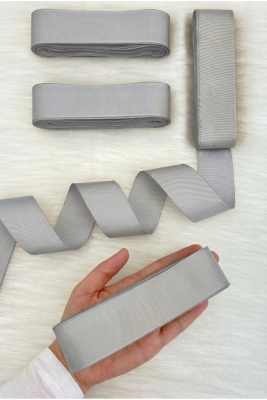 Gri Grogren Kurdele 4 Cm 10 Mt, Bohça Çeyiz Düğün Nişan Doğum Günü Hediye Paketleme Süsleme