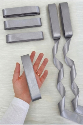 Gri Saten Kurdele 3 Cm 10 Mt, Bohça Çeyiz Nikah Kına Sünnet Söz Doğum Günü Parti Hediye Süsleme