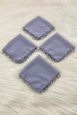 Gri Şifon Gelin Damat Mendili, Düğün Halay Nedime Bride Parti Kına Nişan Sünnet Hediye, 1 Adet