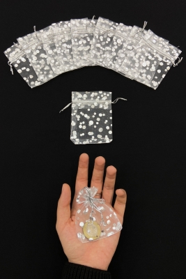 Gümüş Minik Kese, Kına Düğün Nikah Nişan Hediye Çerez Altın Takı, Puantiyeli 50 Adet, Ölçü 7x9cm