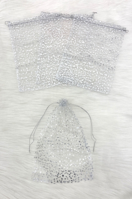 Gümüş Puantiye Havlu Terlik Seccade Bohça Çeyiz Hediye Kesesi 50 Adet Ölçü 28x40cm