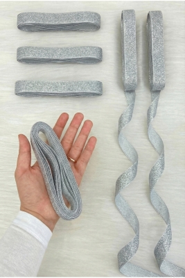 Gümüş Simli Kurdele 2 Cm 10 Metre, Bohça Çeyiz Bride Nişan Doğum Günü Pasta Hediye Süsleme Kurdelesi
