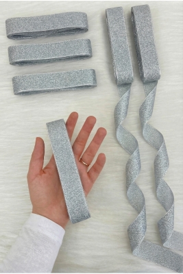 Gümüş Simli Kurdele 3 Cm 10 Metre, Bohça Çeyiz Bride Nişan Doğum Günü Pasta Hediye Süsleme Kurdelesi