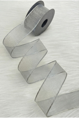 Gümüş Simli Şifon Kurdele 4 cm 20 mt, Gelin, Damat, Bohça, Nişan, Çeyiz, Özel Gün, Hediye, Süsleme