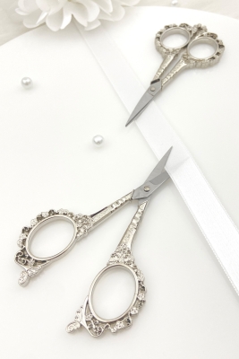 Gümüş Söz Nişan Makası, Kurdele Açılış Özel Gün Merasim Dikiş Nakış Makası Silver