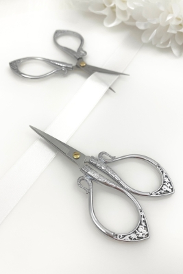 Gümüş Söz Nişan Makası, Kurdele Açılış Özel Gün Merasim Dikiş Nakış Makası Zarif Model Silver