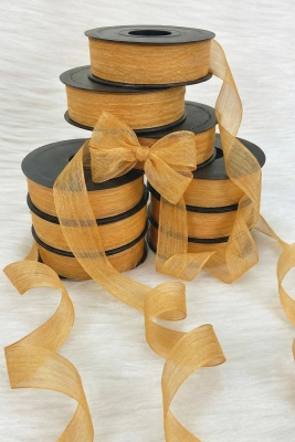 Hardal Sarı Keten Nopeli Kurdele 2,5 Cm 20 Metre, Bohça Çeyiz Özel Gün Hediye Süsleme Kurdelesi