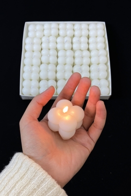 Hediyelik Mini Bubble Mum, Düğün Nikah Nişan Söz Doğum Sünnet Kına Bride To Be Davet, Beyaz 25 Adet