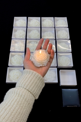 Hediyelik Şakayık Mum, Düğün Nikah Nişan Söz Doğum Sünnet Kına Bride Davet, Beyaz Kutulu 20 Adet