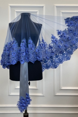 Indigo Mavi Gelin Duvak Seti, Kına Duvağı, Vip Model