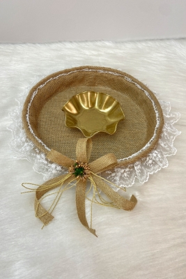 Jüt Kumaş Fistolu Model Kına Gecesi Gelin Tepsi, Nişan, Nikah, Düğün, Söz, Dekoratif