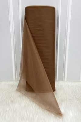 Kahverengi Süsleme Tülü, Bohça Çeyiz Gelin Damat Söz Nişan Nikah Kapı Konvoy Valiz Hediye, 100x300cm