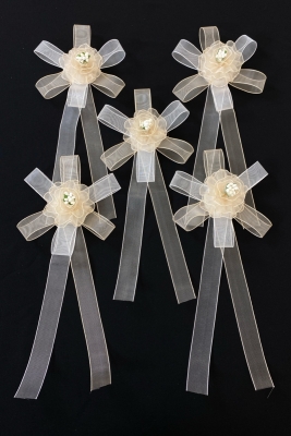 Kapuçino Beyaz Bohça Süsü, Gelin Damat Çeyiz Düğün Nişan Söz Konvoy Gelin Arabası Sünnet Süsü 5 Adet