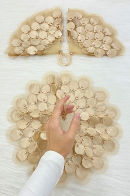 Kapuçino Gelin Damat Mendili, İnci Detaylı Düğün Halay Nedime Söz Nişan Kına Sünnet Bride Mendil