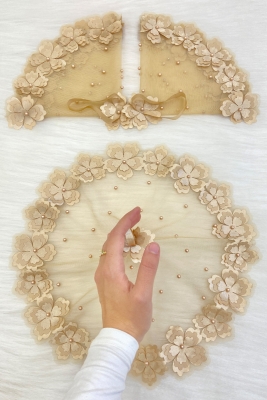 Kapuçino Gelin Damat Mendili, İnci Detaylı Düğün Halay Nedime Söz Nişan Kına Sünnet Bride Mendil