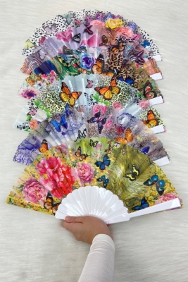 Kelebek Desenli Karışık Renk Gelin Nedime Yelpazesi, Bride Bekarlığa Veda Partisi Kına Hediye 1 Adet