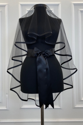 Kına Duvağı Seti Siyah Biyeli Duvak Kuşak Eldiven Tam Set Kına Gecesi Düğün Nikah