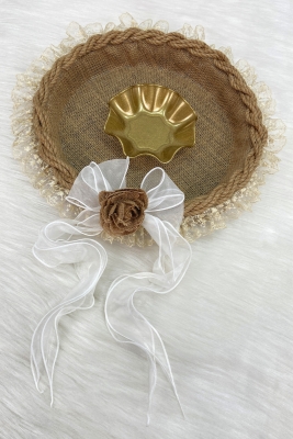 Kına Gecesi Tepsisi, Söz Nişan Nikah Düğün Bride Bekarlığa Veda Hediyelik Dekoratif Hasır Gül Jüt