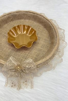 Kına Gecesi Tepsisi, Söz Nişan Nikah Düğün Bride Bekarlığa Veda Hediyelik Dekoratif Hasır Jüt