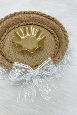 Kına Gecesi Tepsisi, Söz Nişan Nikah Düğün Bride Bekarlığa Veda Hediyelik Dekoratif Hasır Jüt