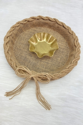 Kına Gecesi Tepsisi, Söz Nişan Nikah Düğün Bride Bekarlığa Veda Hediyelik Dekoratif Hasır Örgü Jüt