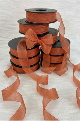 Kiremit Keten Nopeli Kurdele 2,5 Cm 20 Metre, Bohça Çeyiz Özel Gün Hediye Süsleme Kurdelesi