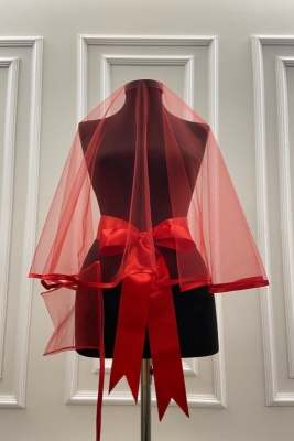 Kırmızı Biyeli Gelin Duvak Kuşak Eldiven Tam Set Kına Gecesi Düğün Nikah