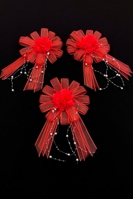 Kırmızı Bohça Süsü, Gelin Damat Çeyiz Düğün Nişan Konvoy Gelin Arabası Sünnet Kına Süsü 5 Adet