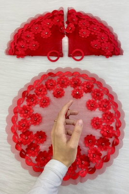 Kırmızı Gelin Damat Mendili Parlak Taş Detaylı Düğün Halay Nedime Söz Nişan Kına Sünnet Bride Mendil