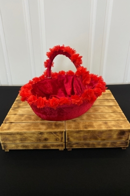 Kırmızı Gelin Kına Gecesi Sepeti, Düğün, Sünnet, Nikah, Söz, Nişan, Kadife Üç Boyutlu Lazer Çiçekli
