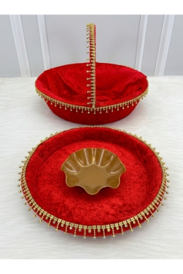 Kırmızı Gelin Kına Gecesi Tepsi Ve Sepeti, Lüks Parlak Taşlı Kadife, Düğün, Sünnet, Nişan, Söz