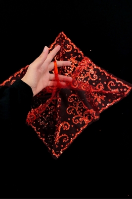 Kırmızı Gelin Mendili, Düğün Halay Kına Sünnet Damat Mendili, Kırmızı Pul Sim Baskılı 5 Adet