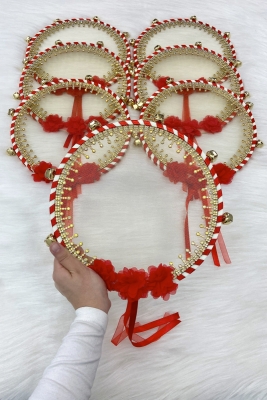 Kırmızı Gelin Nedime Tefi, Çiçek Ve Sultan Taşlı, Düğün Kına Gecesi Bride Sünnet Parti Defi 1 Adet