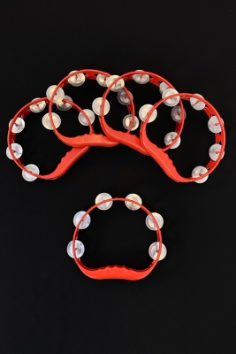 Kırmızı Gelin Nedime Tefi, Kına Gecesi Düğün Sünnet Bride Plastik Zilli Tef, 5 Adet