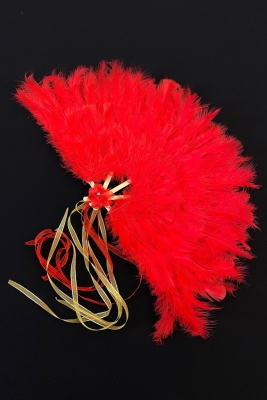 Kırmızı Gelin Yelpazesi, Ahşap Tüylü Kına Yelpazesi, Nedime Sünnet Yelpaze, Büyük Boy Yelpaze 60*35