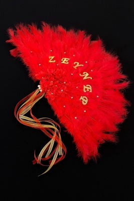 Kırmızı Gelin Yelpazesi, Bride To Be, Bekarlığa Veda Partisi, Kına Gecesi, Ahşap Tüylü Yelpaze