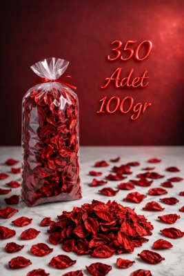 Kırmızı Gül Kurusu Yaprağı, Romantik Dekor Hediye Süs Düğün Kına Söz Nişan Parti Süsleme Gülü 100 Gr