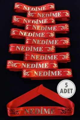 Kırmızı Gümüş Nedime Kol Kurdele, 5 Adet Kolluk Bileklik Bant, Kına Gecesi Düğün Bride Bekarlığa Söz